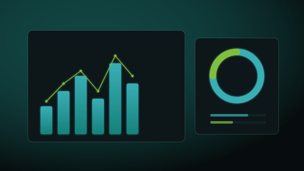 Representação abstrata de um painel de analytics hospitalar com gráficos de desempenho