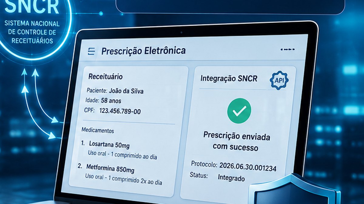 Tela de prescrição eletrônica integrada ao SNCR da Anvisa